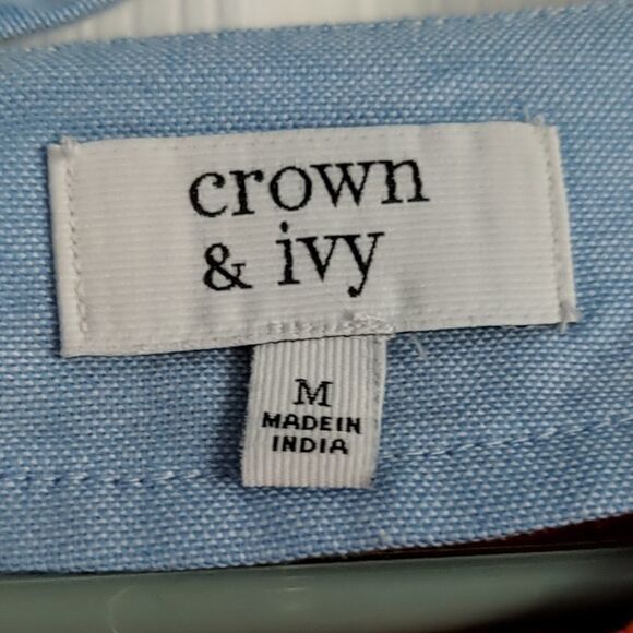 Crown & Ivy baby blue orange white ruffle top - Picture 6 of 6